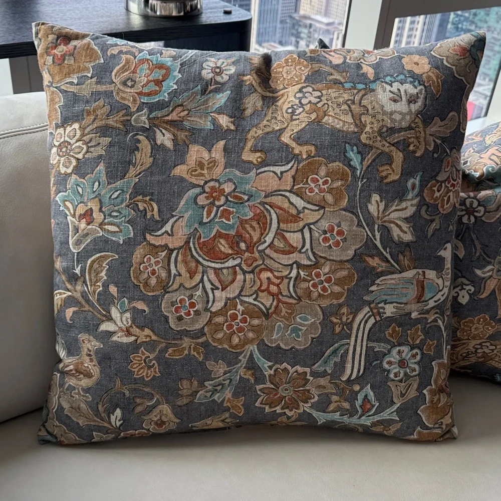 Eastern Accents Mulberry Wild Things Dark Grey Double Sided Down Pillows